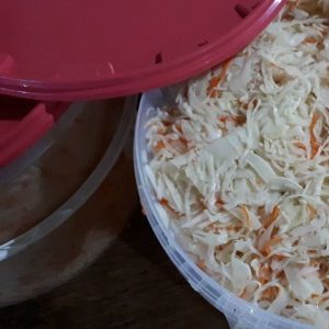 È possibile fermentare e salare il cavolo in un secchio di plastica per alimenti e altri piatti di plastica